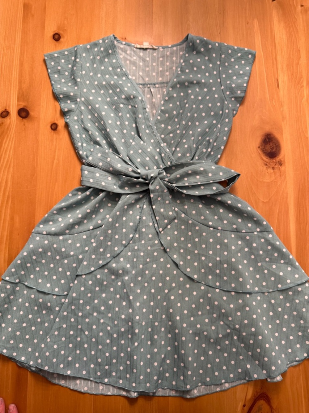Morrisday The Label – Sage Polka Dot Mini Dress (Size S)